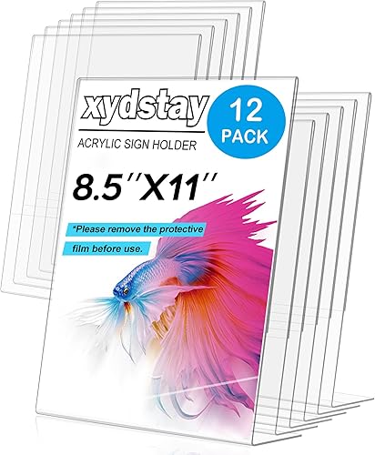 Miniatura 12 de Paquete de 3 soportes acrílicos de 8.5 x 11 pulgadas para marcos de fotos, plástico transparente en forma de L, soporte de letrero de plástico