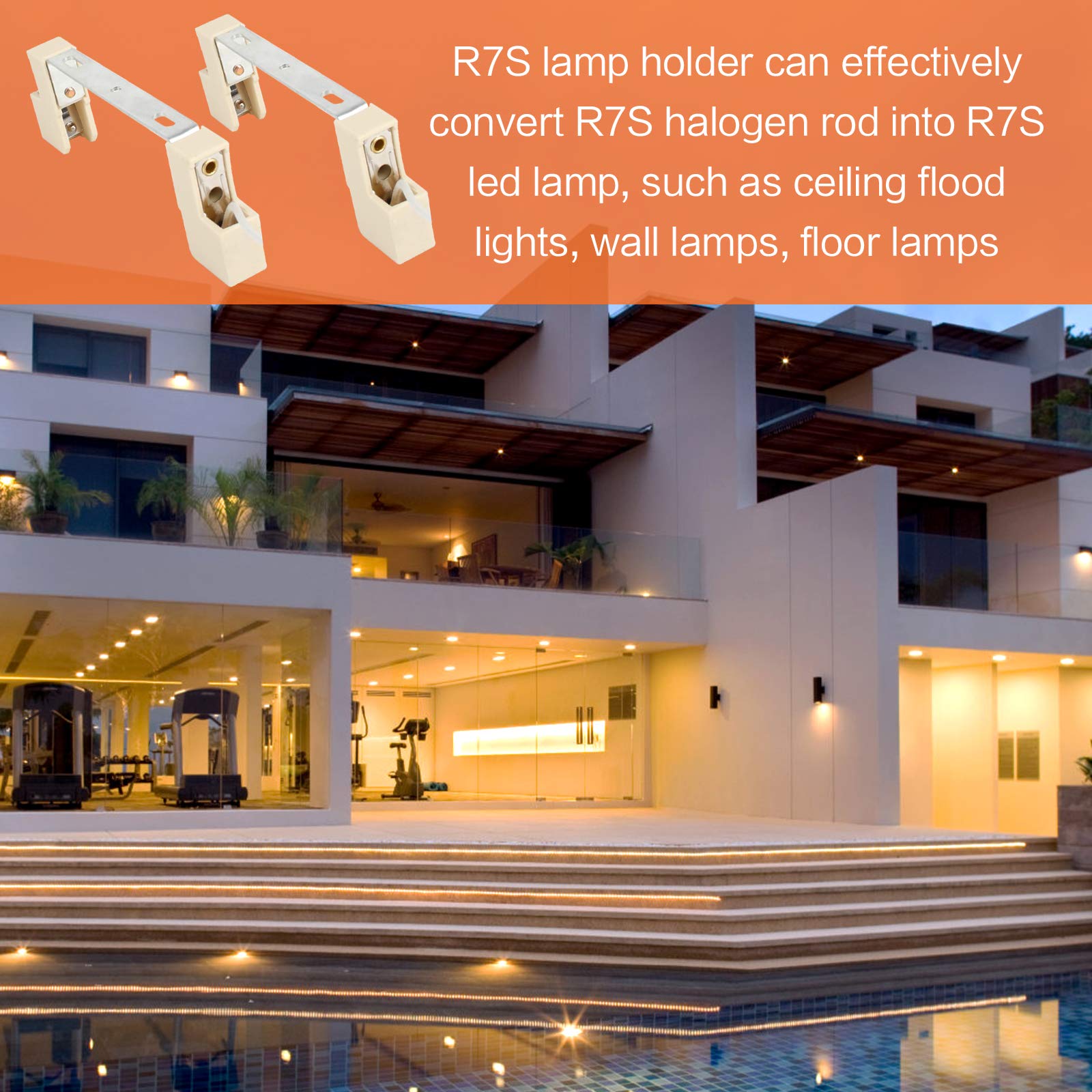4 Supports De Lampe R7S 118 Mm - Douille Céramique Avec Câble 13 Cm, Pour Tubes Halogènes Ou LED R7S