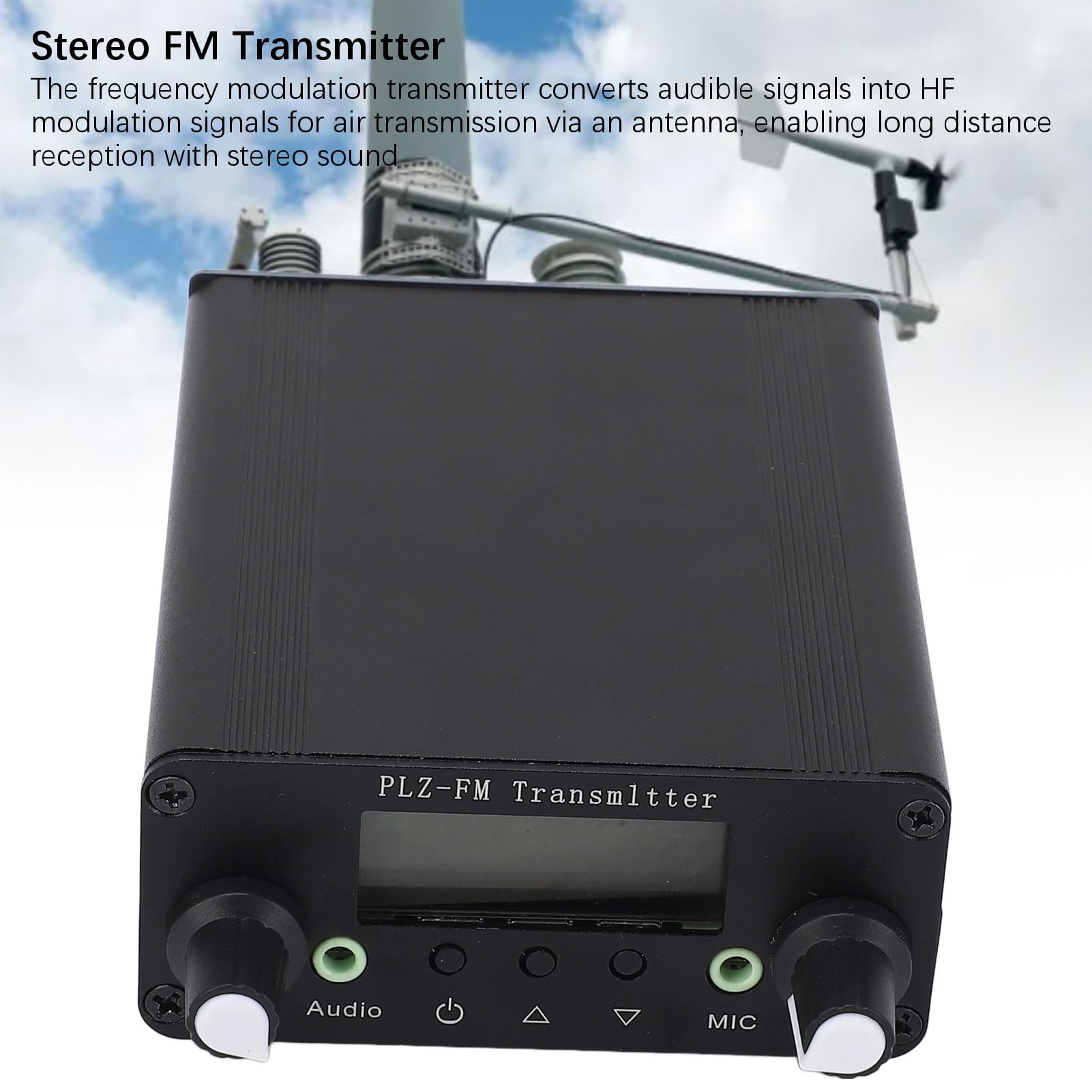 Transmetteur FM 12V 76-108MHz 1W 5W Transmetteur de Modulation de fréquence stéréo avec Une Prise Audible MIC 3,5 mm 10 km