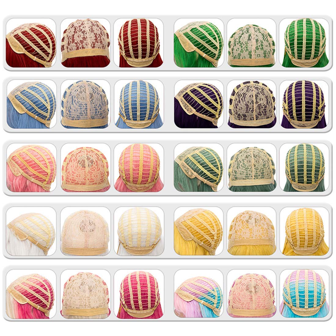 14" Short Rainbow Curly Wig For Women Girls Heat Resistant Fiber Wigs Halloween Cosplay Daily Party+Cap (Rainbow) - Image 6