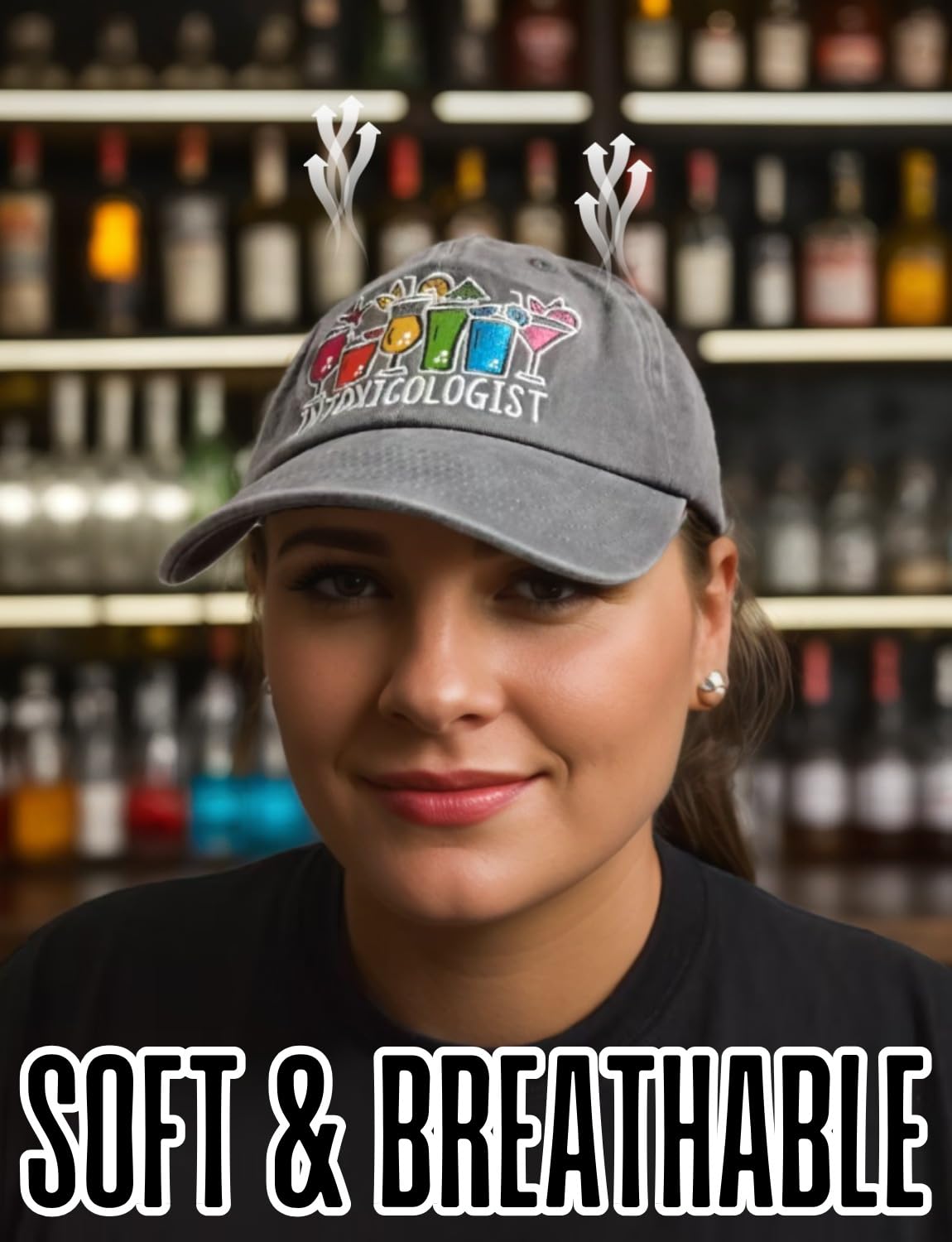 InnoBeta Bartender Gifts for Men Women, Bartender Cap Embroidered Adjustable Hat Gifts Accessory for Birthday & Christmas Grey