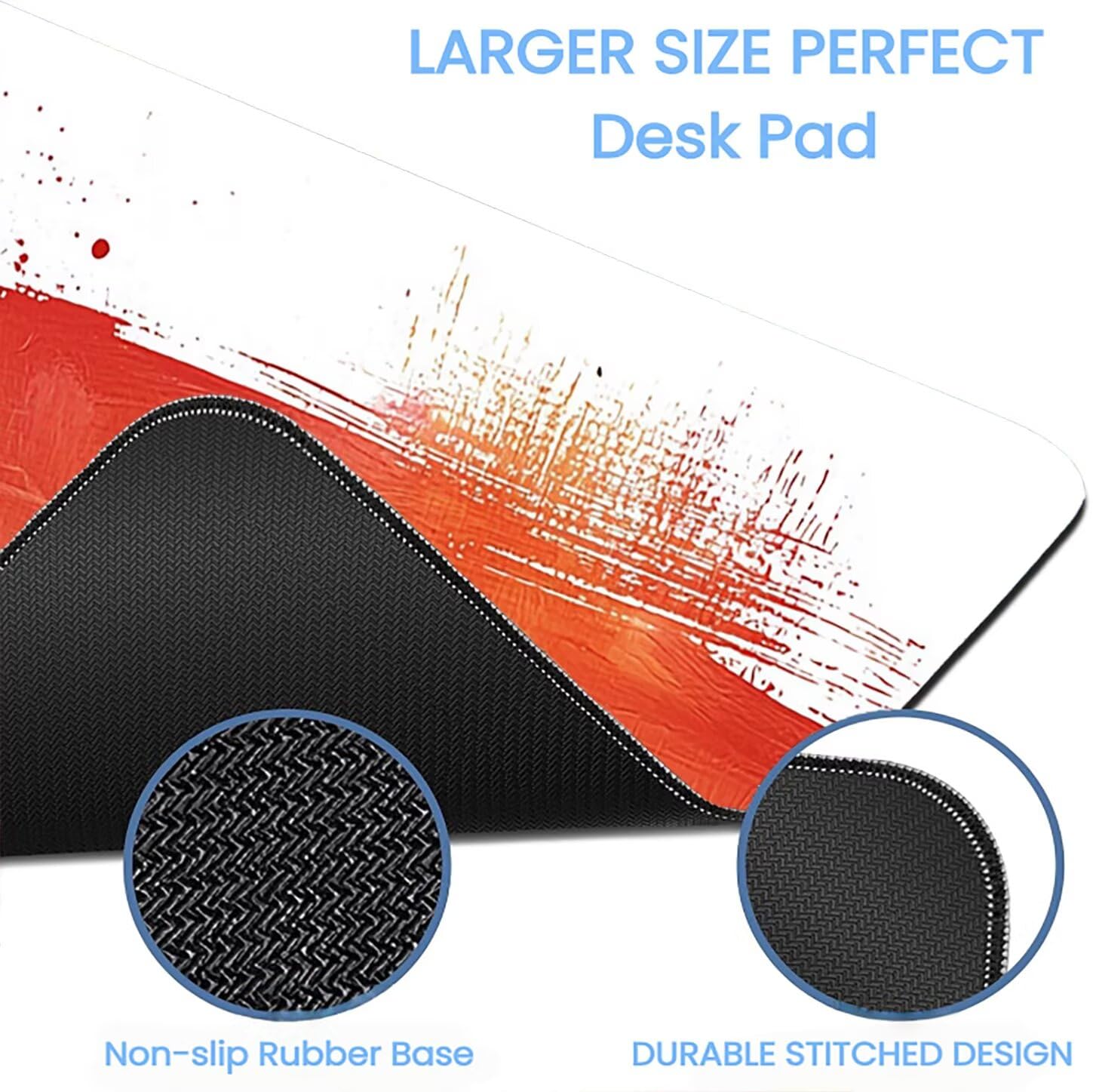 Lpfieonn Orange Farbe Großes Schreibtischunterlage, XXL Schreibtischunterlagen, Weiß XXL Wasserdicht Gaming Mousepad mit Vernähter Rand und Rutschfeste Gummibasis, für Hause/Büro 120x60cm PF-2869