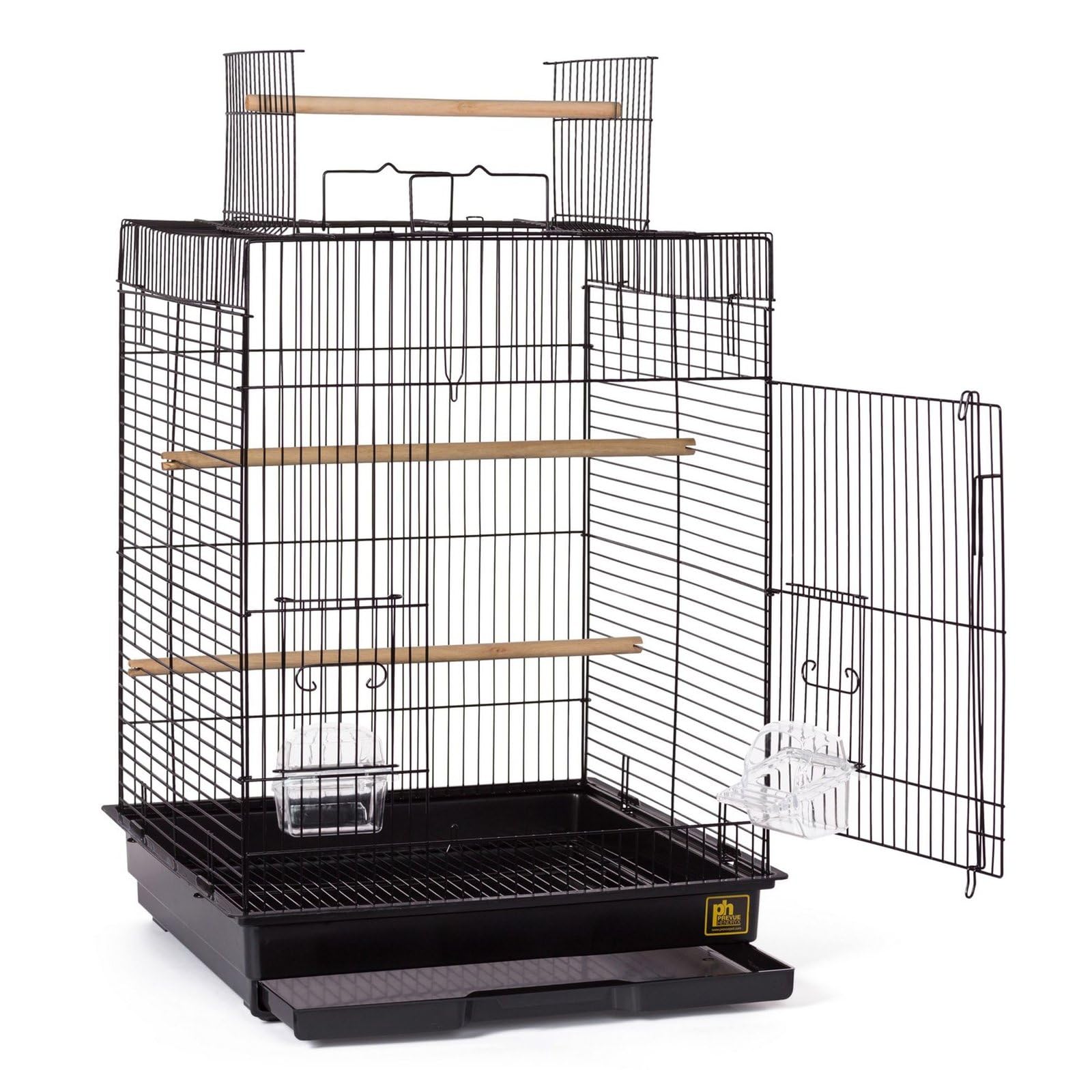 Prevue Cage à oiseaux avec ouverture supérieure Noir/noir