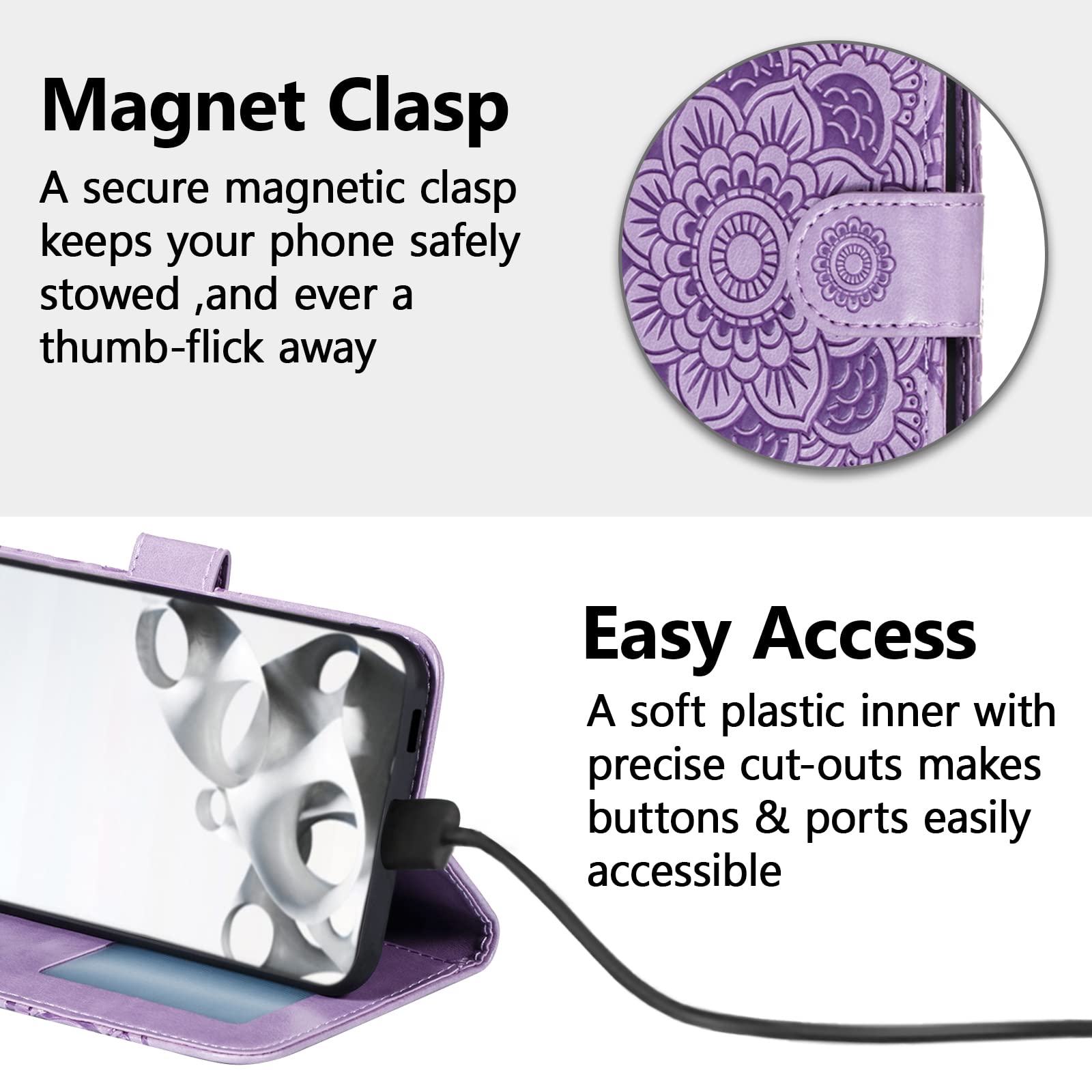 EYZUTAK Funda de piel con diseño de mandala para Google Pixel 6 Pro, con tapa y ranuras para tarjetas, soporte magnético, funda protectora ultra delgada con cordón, funda con tapa en