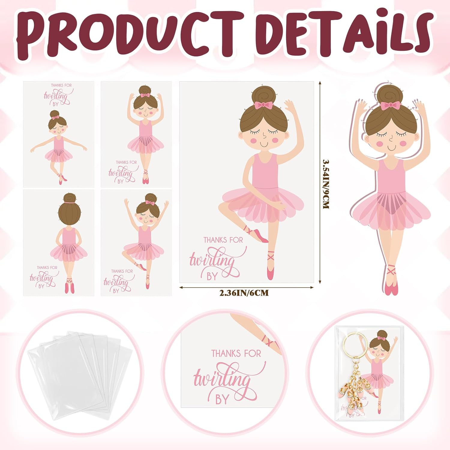 30 Set Ballerina Party Favors for Girls Ballet Shoes Keychain Ballerina Parties Decorations Pointe Shoes Keyring with Thank You Cards Birthday Party Favors Dance Recital Gift for Dancer Women