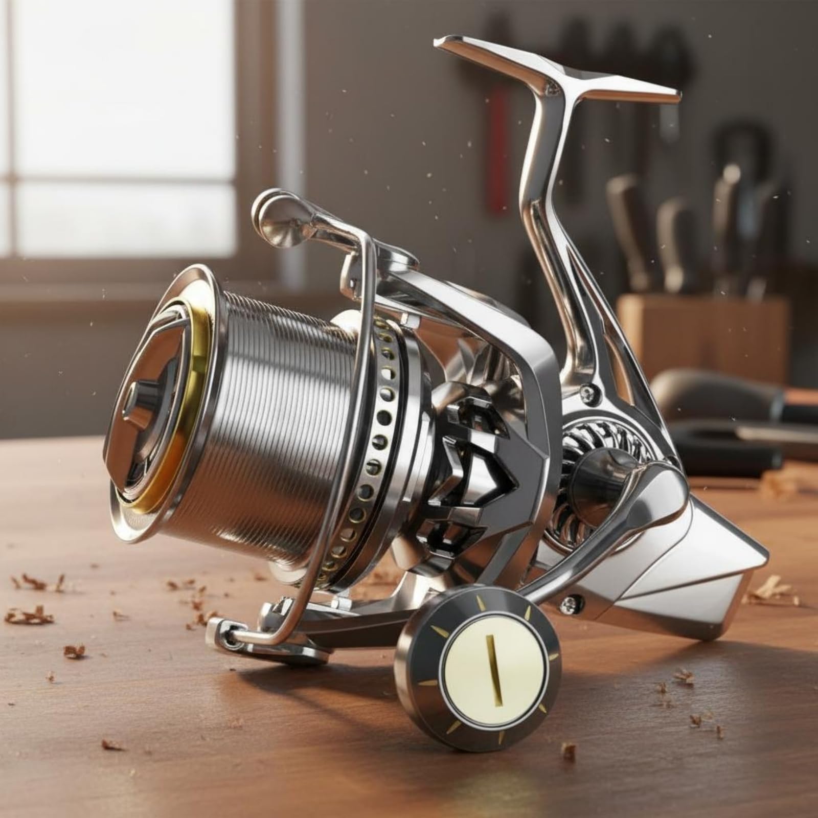 Carrete de Pesca Carrete Giratorio Carrete Metálico Carrete de con Bobina Delantera Grande y Cuerpo Mecanizado Plegable Izquierda Derecha 11+1