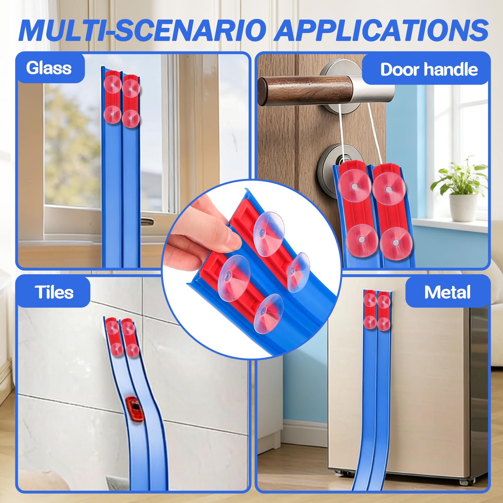 4.5 Metri Piste Macchinine per Bambini, Pista Flessibile Macchinine con 4 Macchinine e 4 Rampe e 4 Ventose e 1 Borsa Portaoggetti, per 3 4 5 6 Anni Bambino e Bambine (Blu)