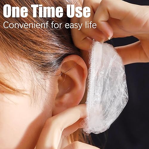 Miniatura 5 de 100 fundas desechables para los oídos para la ducha, de plástico transparente e impermeable, protectores de oídos, cubiertas para los oídos para