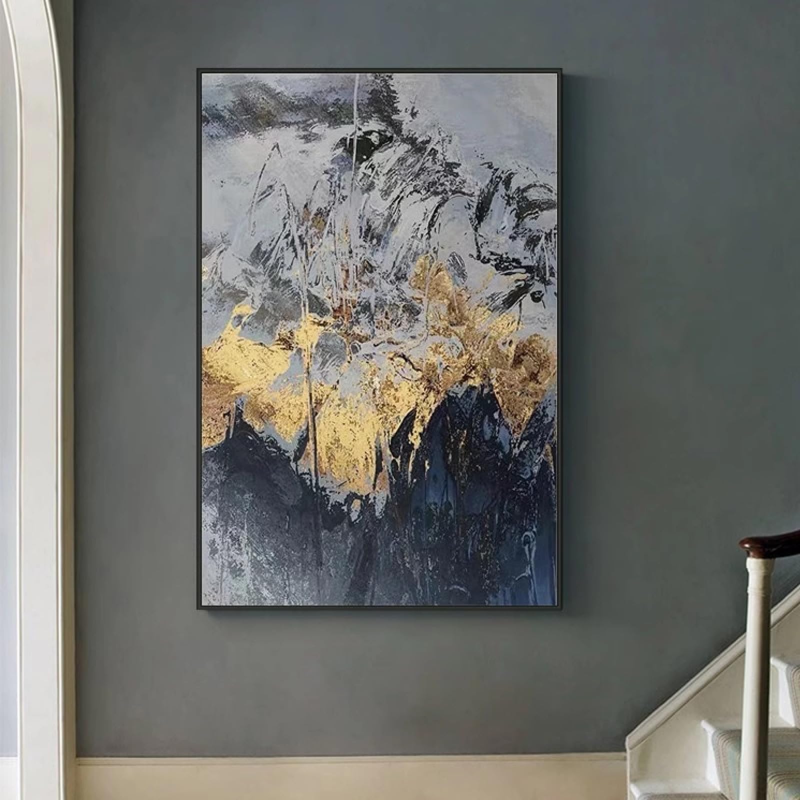 Peinture à l'huile abstraite noir et blanc pour illuminer un salon contemporain