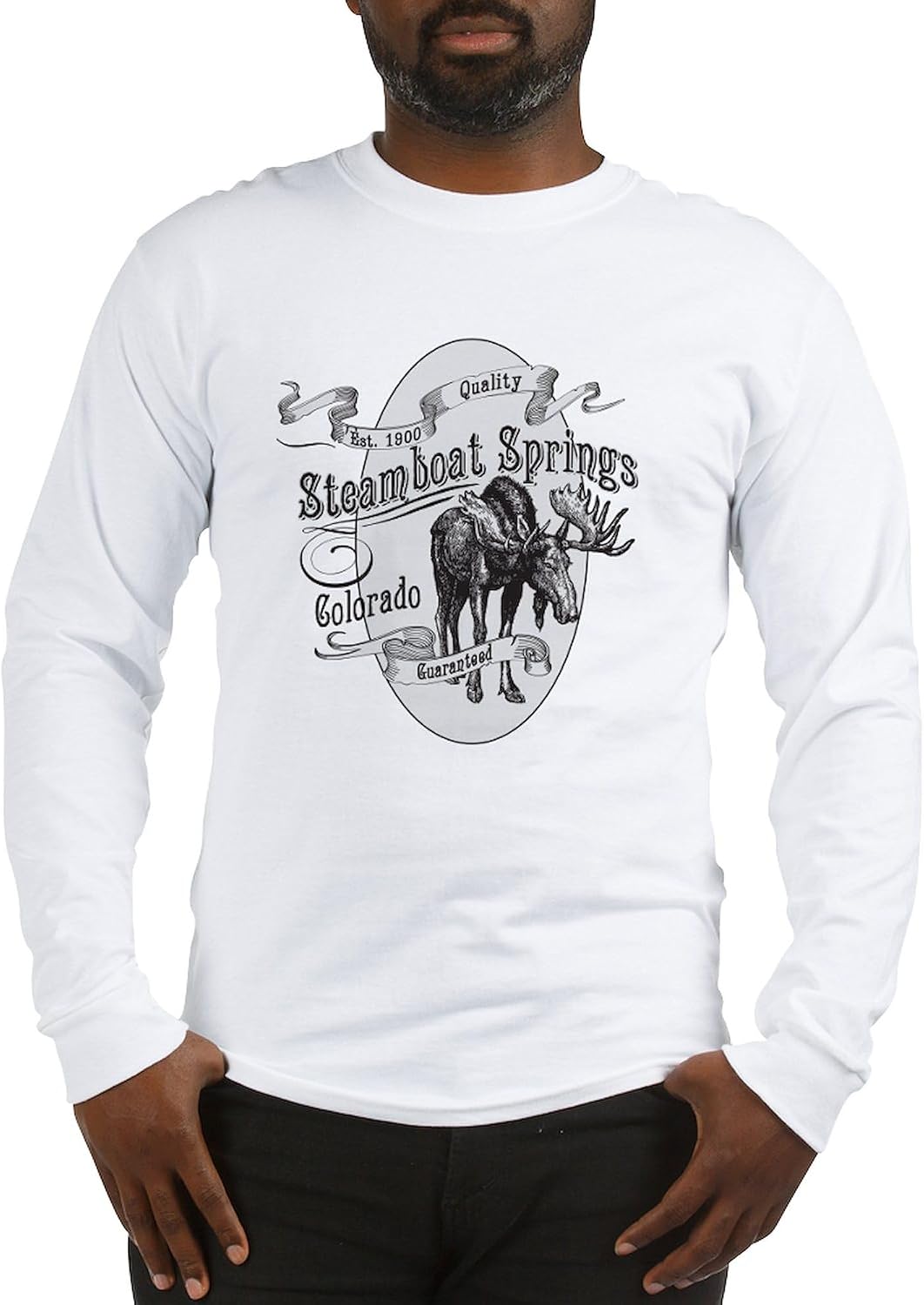 CafePress Steamboat Springs Vintage Moose Long Sleeve T Shir Unisex Cotton Long Sleeve Light T-Shirt
