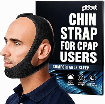 Chin Strap CPAP Users, Comfortable CPAP Chin Strap Jaw Support to Keep Mouth Closed Positioning Nasal Breathing for Men and Women Who Breathe Through The Mouth During Sleep Black, L-XL