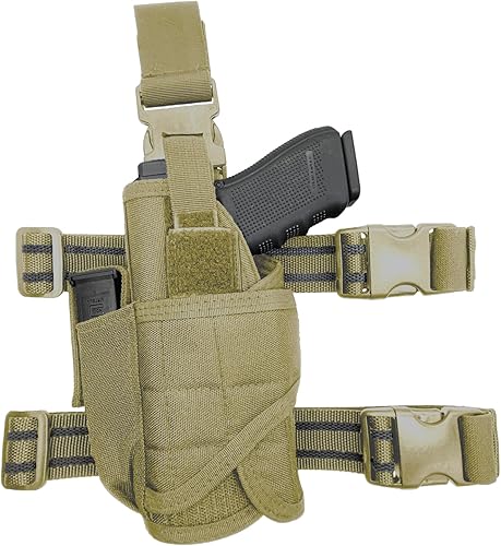 Vista 11 de Funda de pierna caída universal 500D Nylon Compañía americana Funda de muslo con bolsillo para cargador Funda ajustable para arma de fuego se