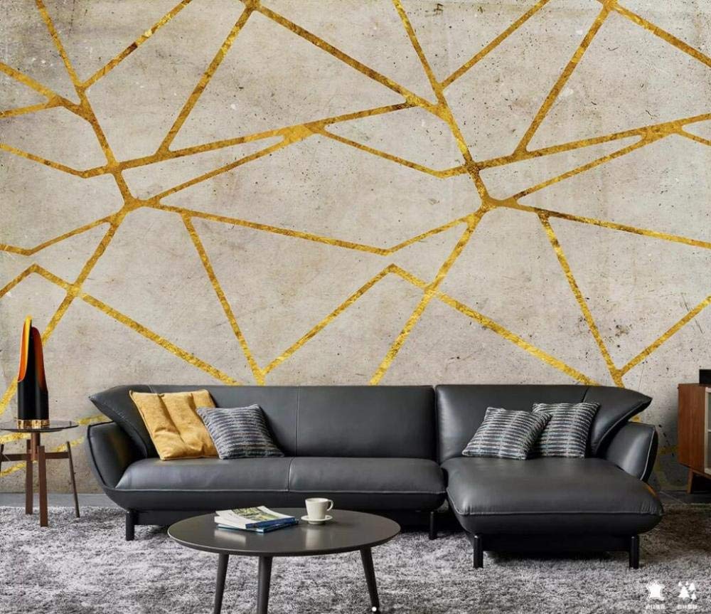 Papel Pintado Pared Dorado Geométrico Abstracto Mural Infantil Fotomurales 3D Papel Tapiz Decorativos