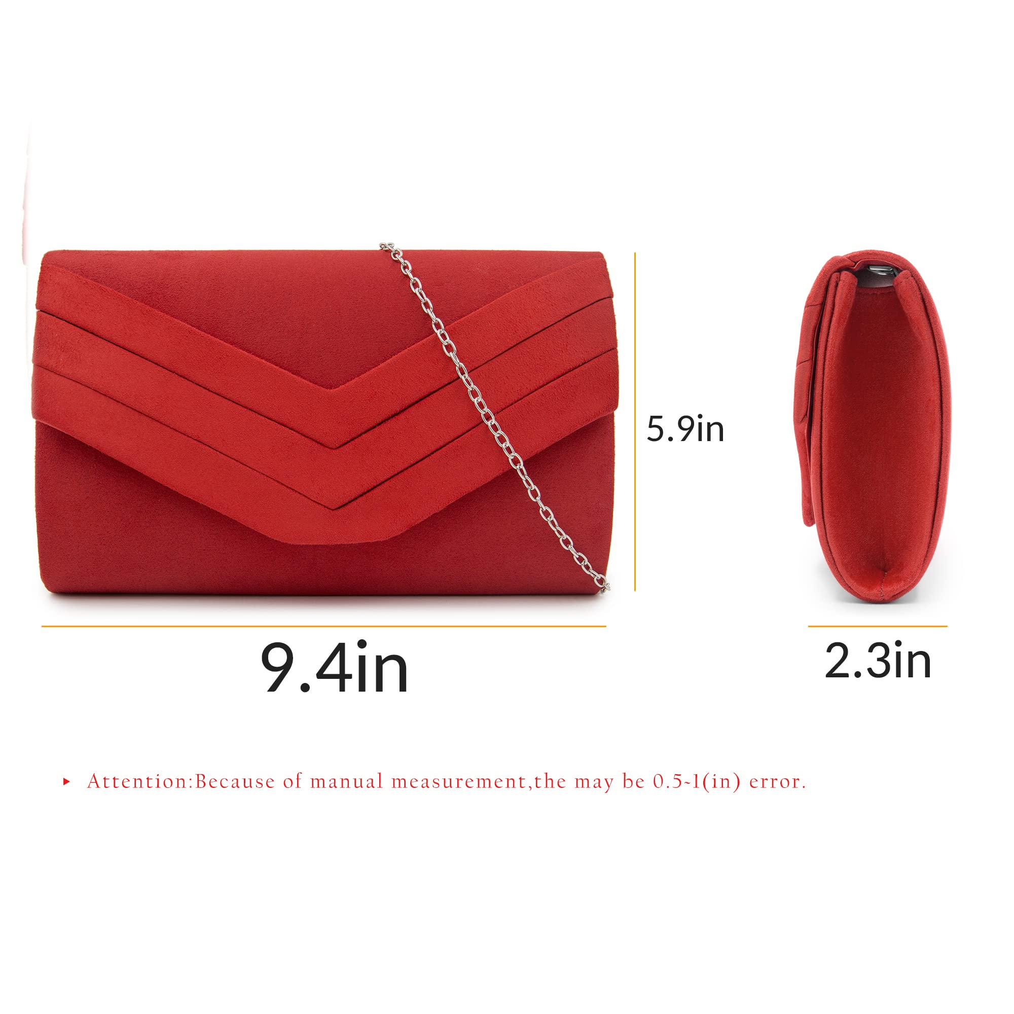 Milisente Evening Bag for Women, Suede Envelope Evening Purses Crossbody Shoulder Clutch Bag