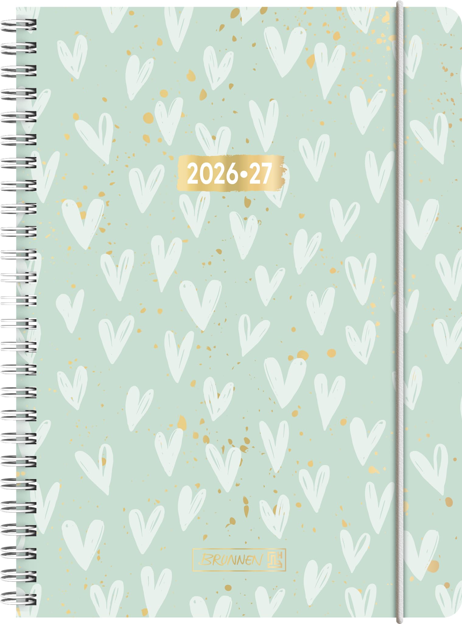 Schülerkalender 2026/2027 "Hearts" | A5 Kunststoff: 2 Seiten = 1 Woche ; Kalendarium: 18 Monate Juli 2026 bis Dezember 2027