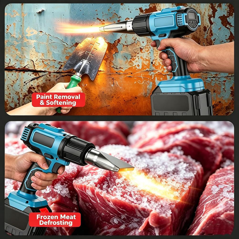 Pistolet Thermique sans Fil Lithium, pour Film Auto et Séchage