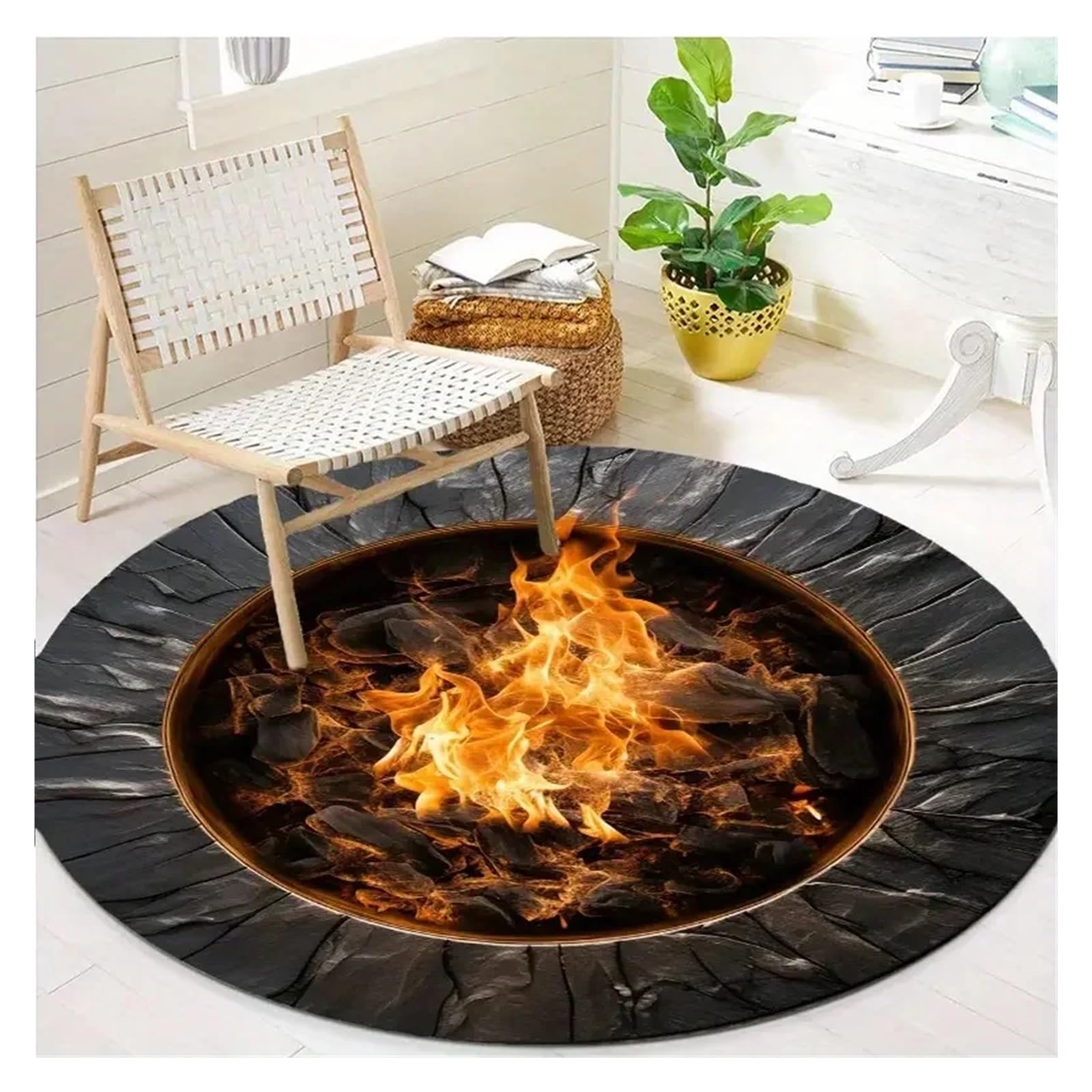 Tapis illusion d'optique sol fissuré pour dynamiser un intérieur moderne 160cm