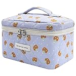 Large Makeup Bag, Cute Cosmetic Bag for Women Girls, Floral Coquette Aesthetic Toiletry Bag, Travel Make Up Organizer Bag (Sheep Print