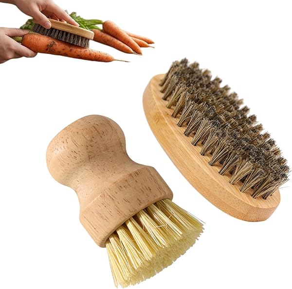 Cloxtralon lot de 2 brosses à légumes en bois