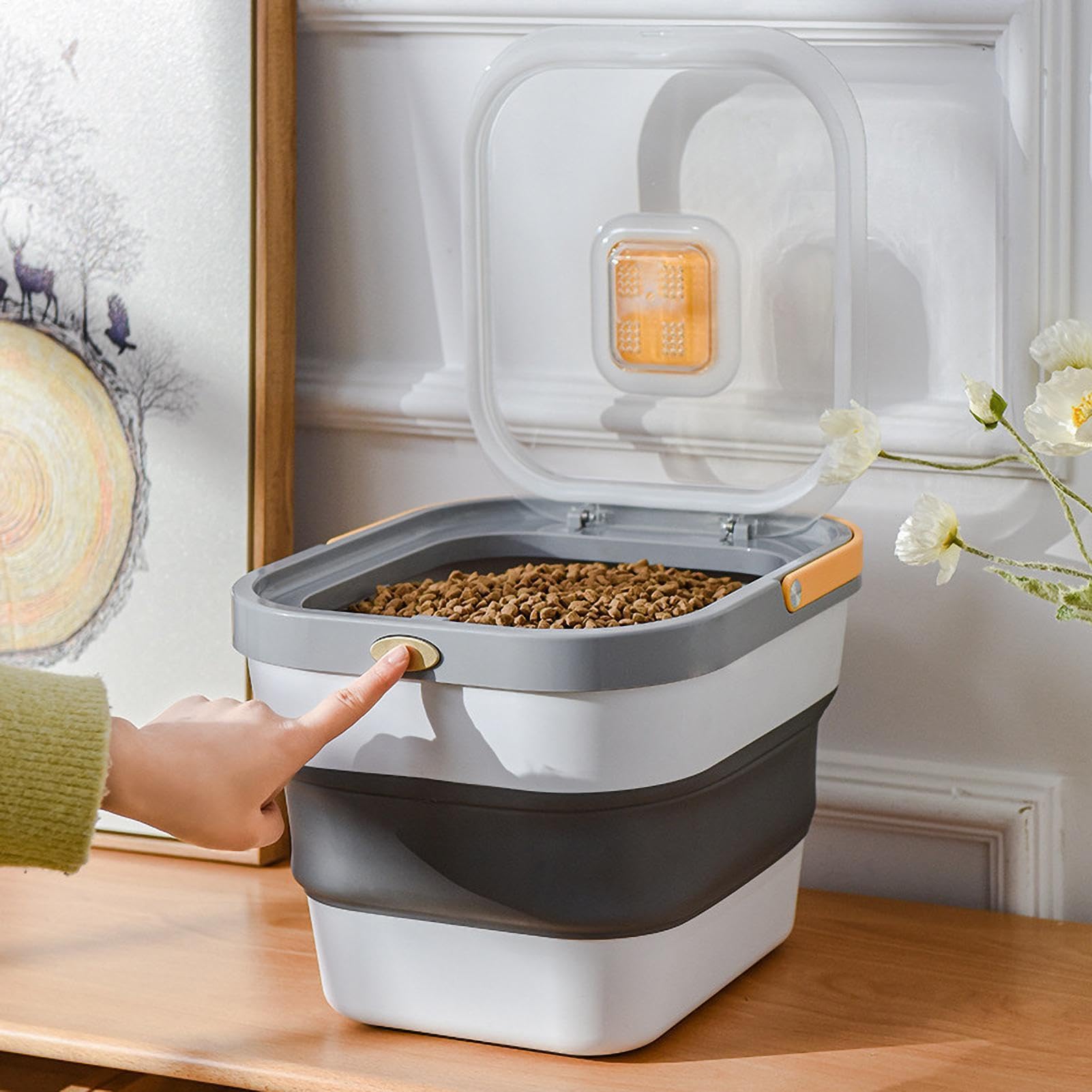 Contenitore ermetico per cibo per animali domestici, per cibo per cani e gatti, contenitore ermetico per alimenti, con coperchio, per snack, cereali, fagioli, riso, pellet