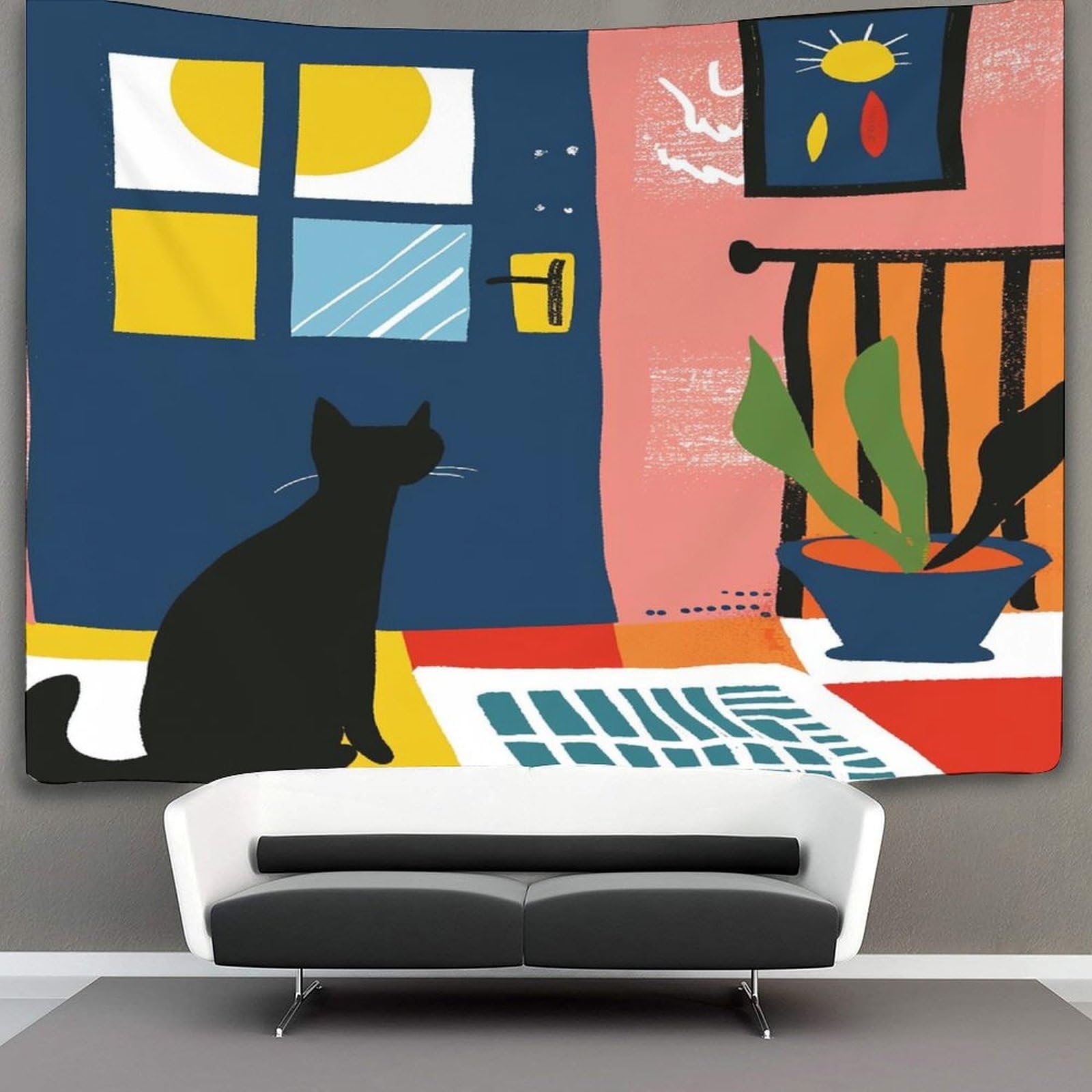 kaiyun Cute Cat Tapestry,Cartoon Animals Art Wall Hanging Decoration for Living Room Bedroom & Dorm 130cmx150cm
