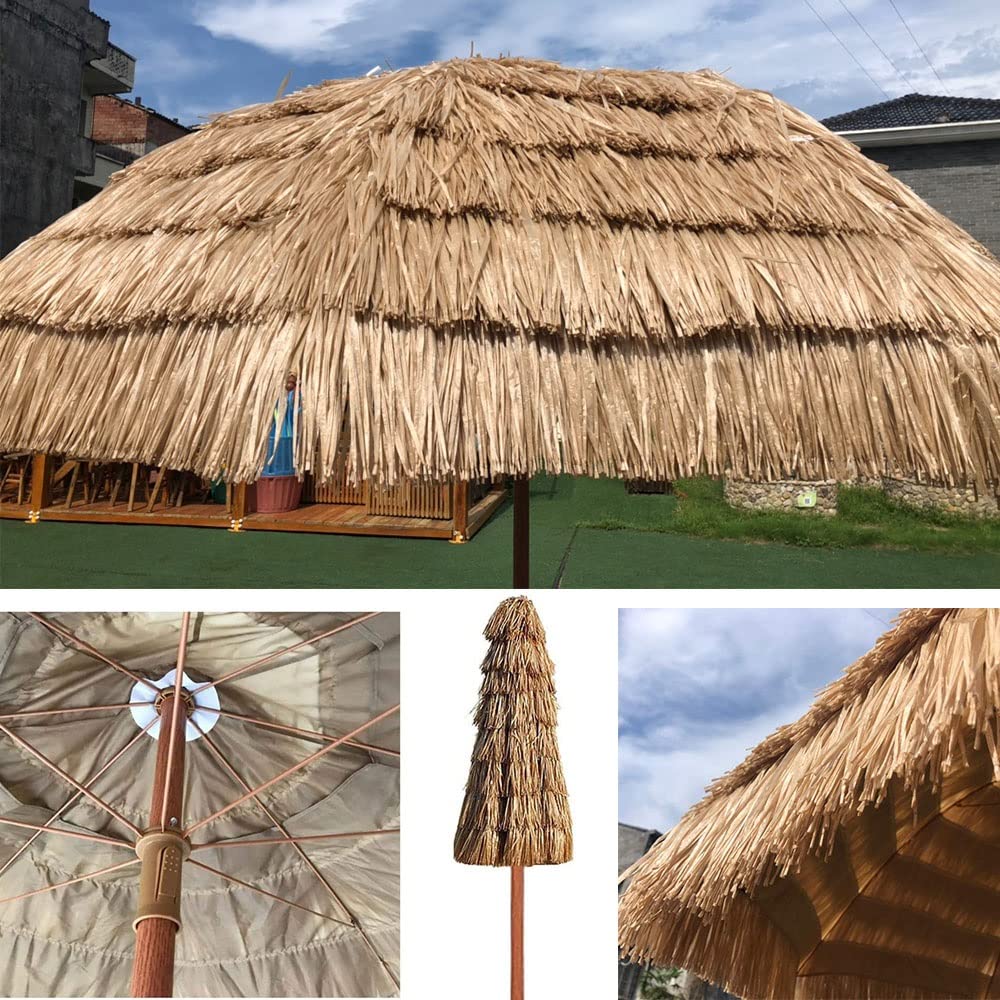 Parasol Extérieur Rond Parasol de Jardin Pliable pour Plage, Balcon, Piscine, Protection Solaire Hydrofuge, Diamètre 140cm, Hauteur 210cm