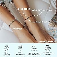 Vista 5 de Made by Nami Boho Surfer Anklet Waterproof & Adjustable Beaded Anklets for Women Beachy Ankle Bracelet Made from Waxed Cotton Rope and Beads for