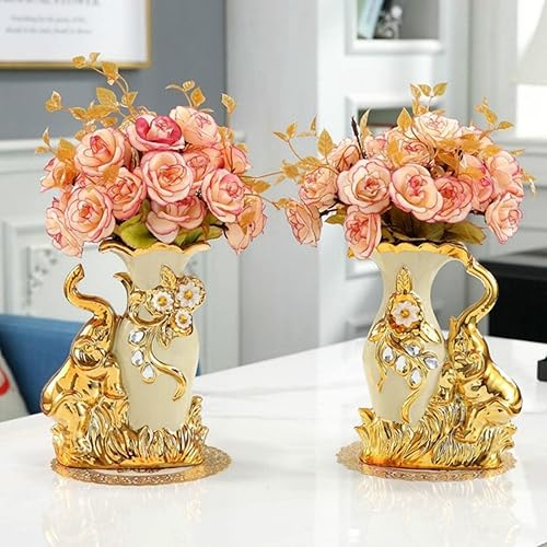 Miniatura 3 de PETSOLA Jarrones para decoración jarrón de cerámica moderno para centros de mesa cocina oficina boda o sala de estar elefante izquierdo