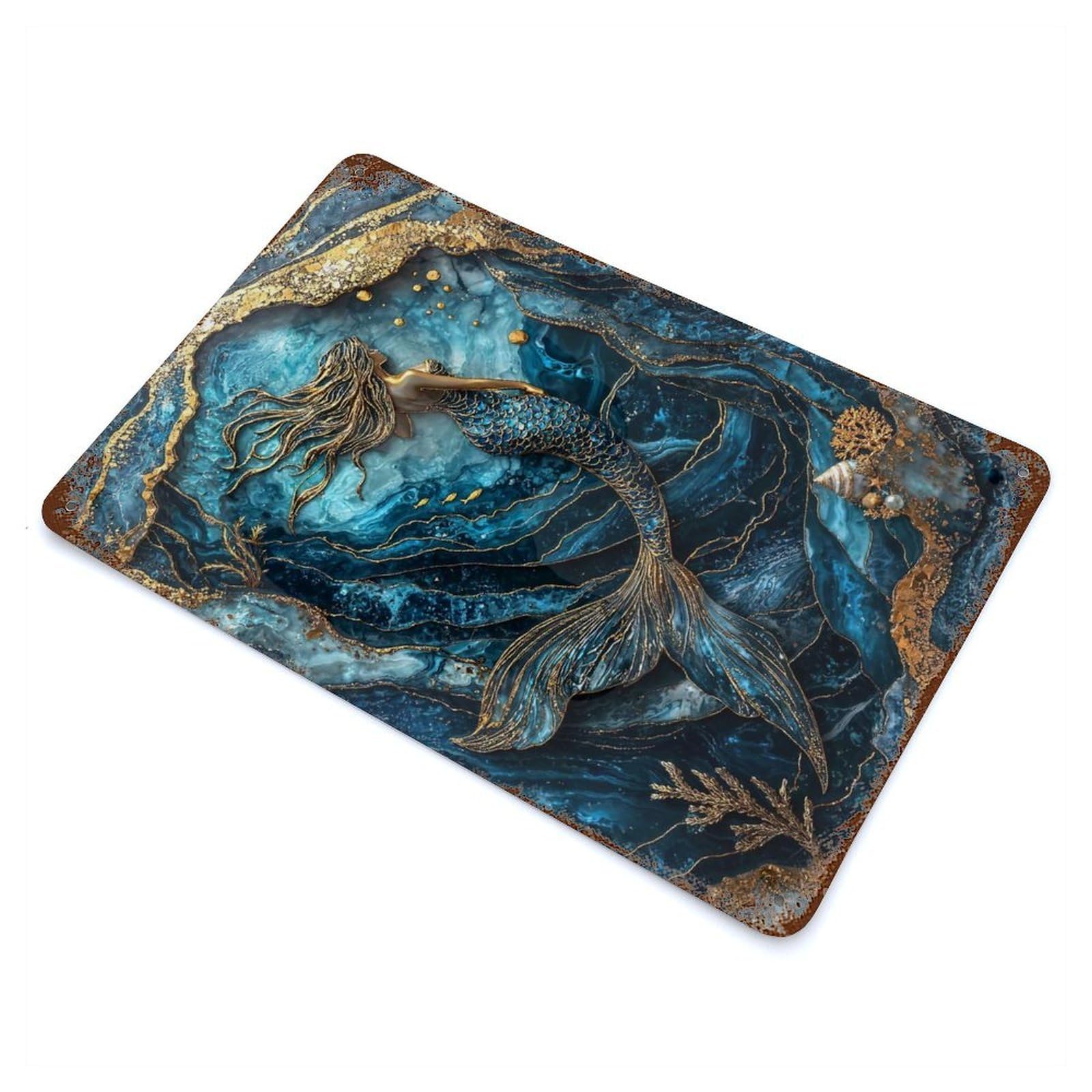 Golden Tide Siren Vintage Rust Metal Sign 11.8"x7.9", for Pub, Kitchen And Man Cave Decor, Rustic Home Decor