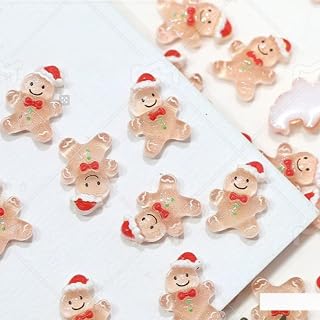 30Pcs Christmas Nail Charms 3D Resin Nail Art Supplies for Acrylic Nails Cute Gingerbread Man Nail Gems and Charms Kawaii Nail Charms Cute Nail Jewelry for Women DIY Nail Art Decoration Accessories