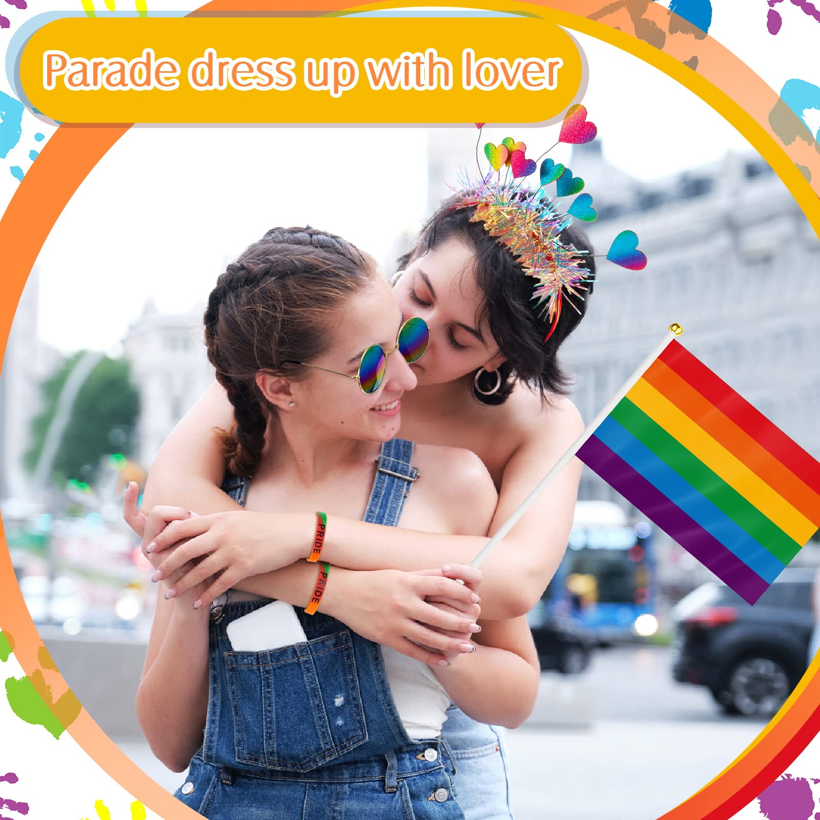 Set Accessoires LGBT Arc-en-ciel - Bandeau, 2 Bracelets, Lunettes Soleil - Sport Et Fierté