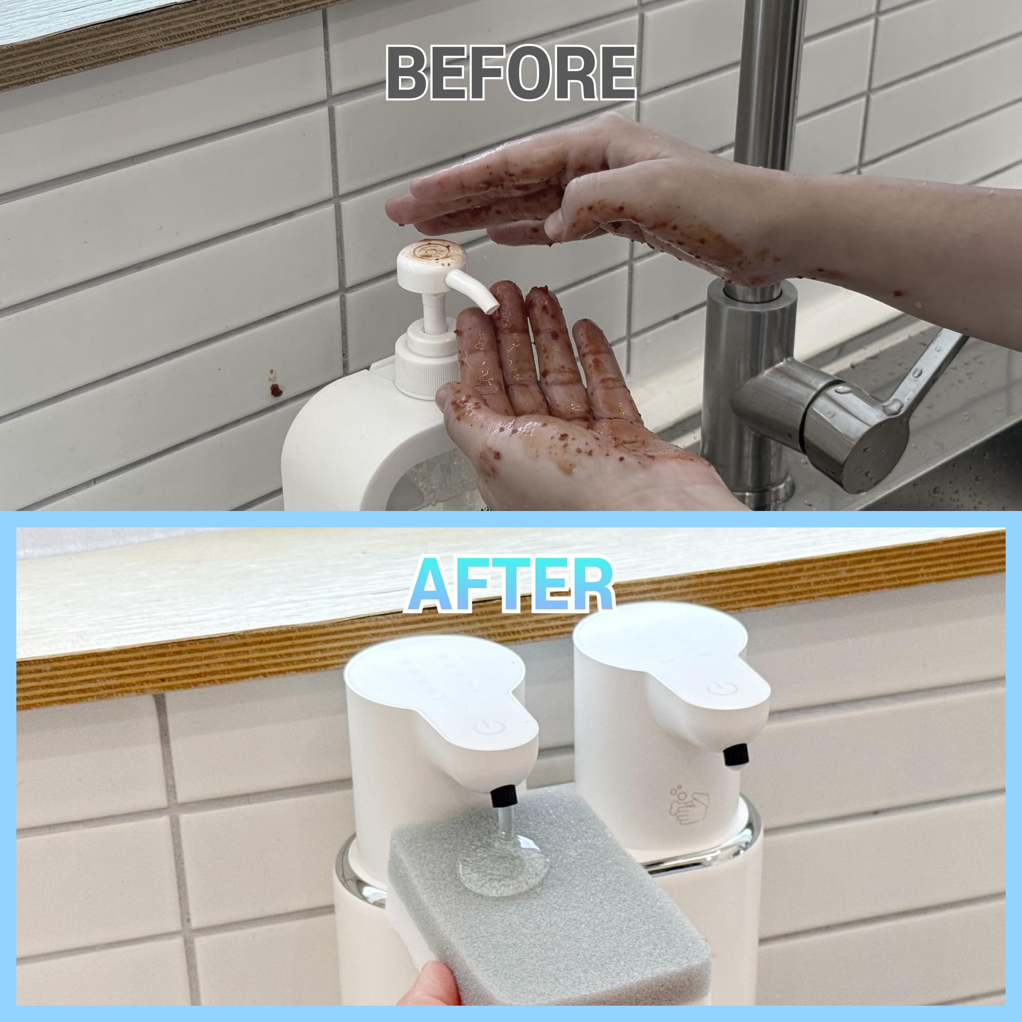 OLG Dispensador de jabón sin contacto, mano automática, doble tanque, 798.5 ml, detergente para platos, cocina, baño, espuma y líquido