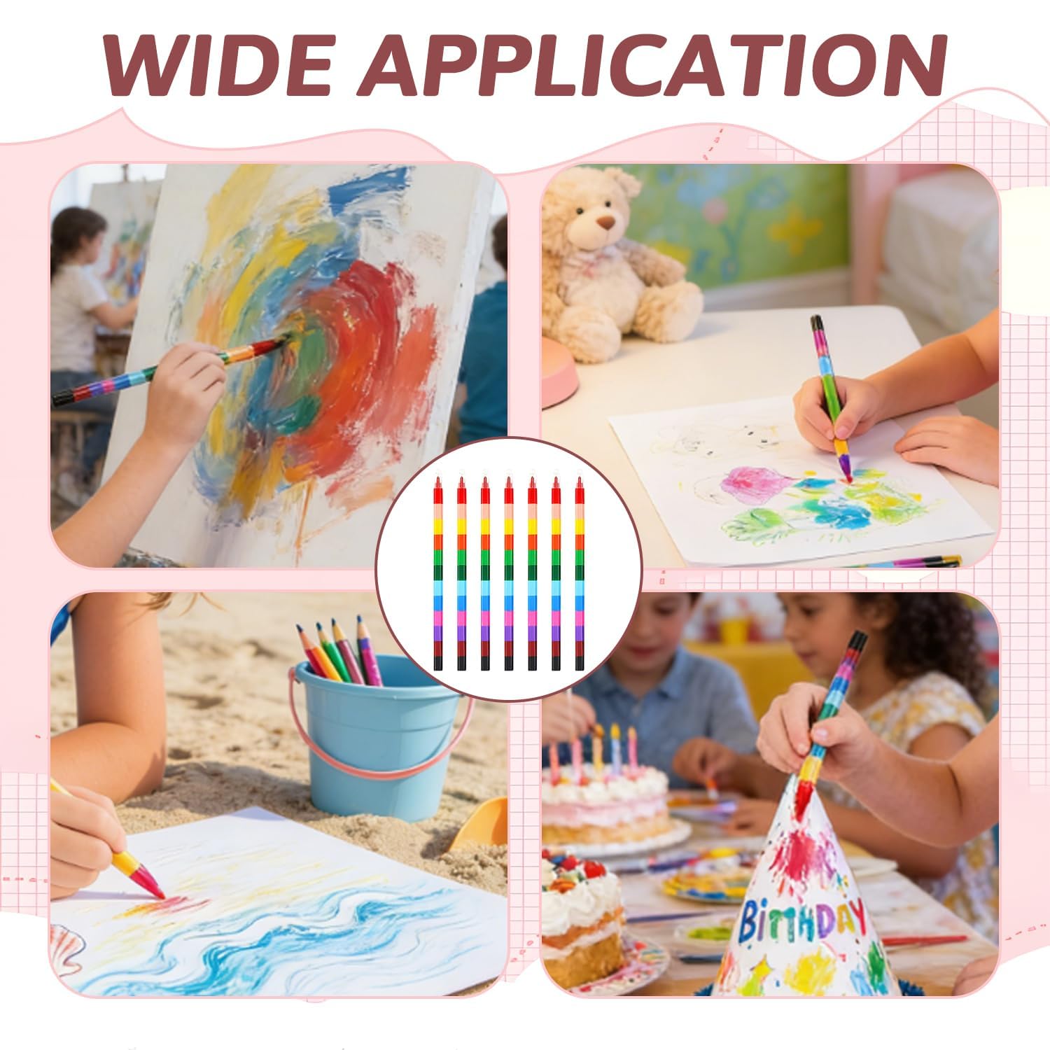 7 Lápices De Colores Apilables, Lápices De Cera Apilables, Lápices De Cera De Arcoíris, Bloques De Construcción, Lápices De Colores Enchufables Para Pintura, Regalo, Oficina