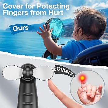 VersionTECH. Portable Handheld Fan, Powerful+Durable+2000mAh+180 Foldable, Mini Table Fans with USB Rechargeable Battery Operated Cooling Accessories for Personal Use, Travel, Office Black