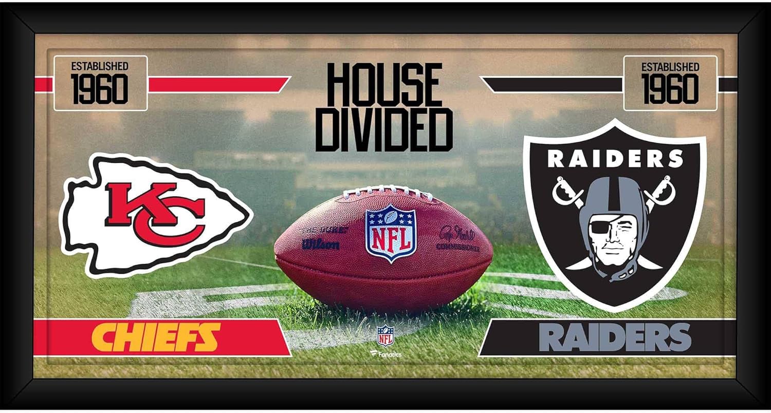 Kansas City Chiefs vs. Las Vegas Raiders Framed 10" x 20" House Divided Football Collage - NFL Team Plaques and Collages