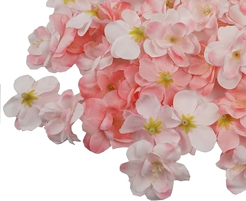 Miniatura 3 de Cabezales de flores de cerezo, 100 pétalos de cabeza de flor de Sakura de seda artificial, para novia, boda, fiesta, suministro, mesa, piso,