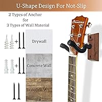 Vista 3 de Soporte de pared para guitarra, paquete de 2 soportes para guitarra de madera dura de acacia, soporte de pared para guitarra en forma de U, soporte