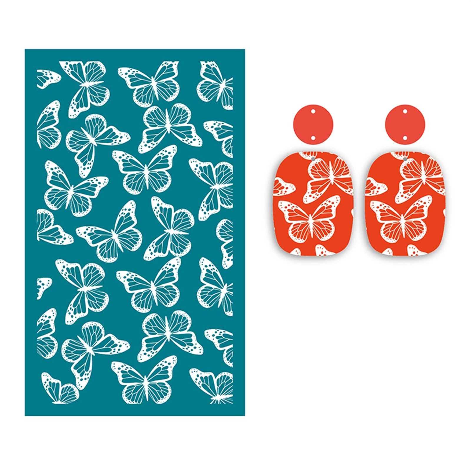Kit 6 Pochoirs Réutilisables Pour Sérigraphie Sur Argile Polymère - Motifs Vagues, Fleurs, Papillons