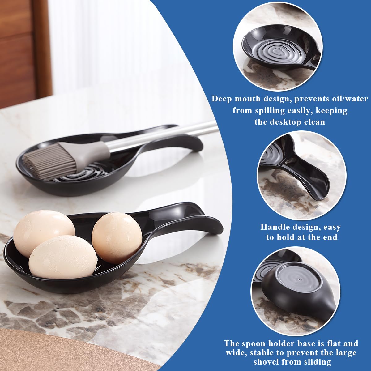 Kyraton Reposa Cucharas Cocina Juego De 2 Piezas, Utensilios De Cocina, Porta Utensilios De Cocina De Plástico Para Cucharas, Pinzas, Espátulas, Soporte Para Cucharas De Cocina, Apto Para Lavavajillas