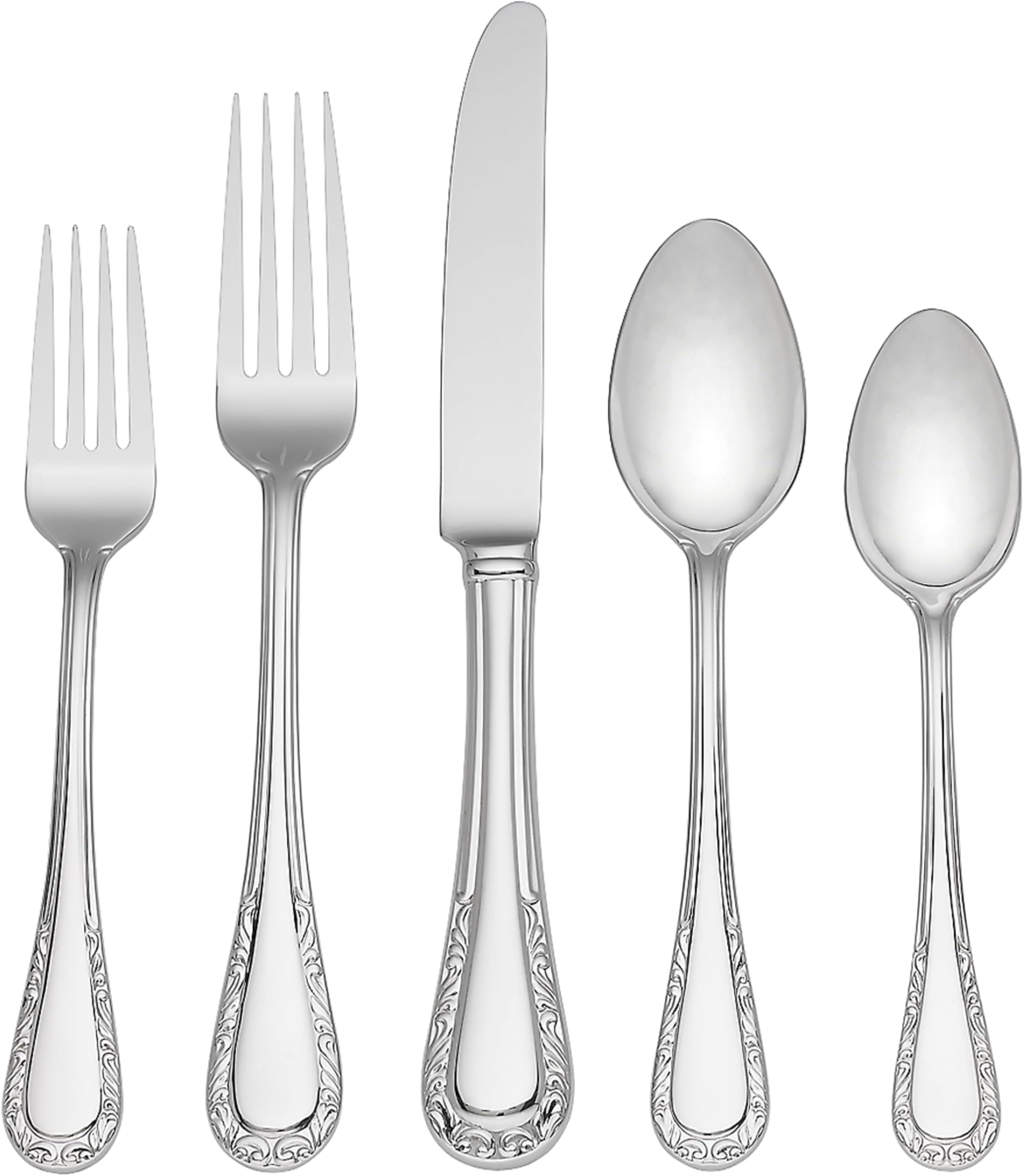 Venetian Lace 5-Piece Flatware Place Set, 5-Piece Place Setting, Lenox Venetian Lace Flatware,Silver