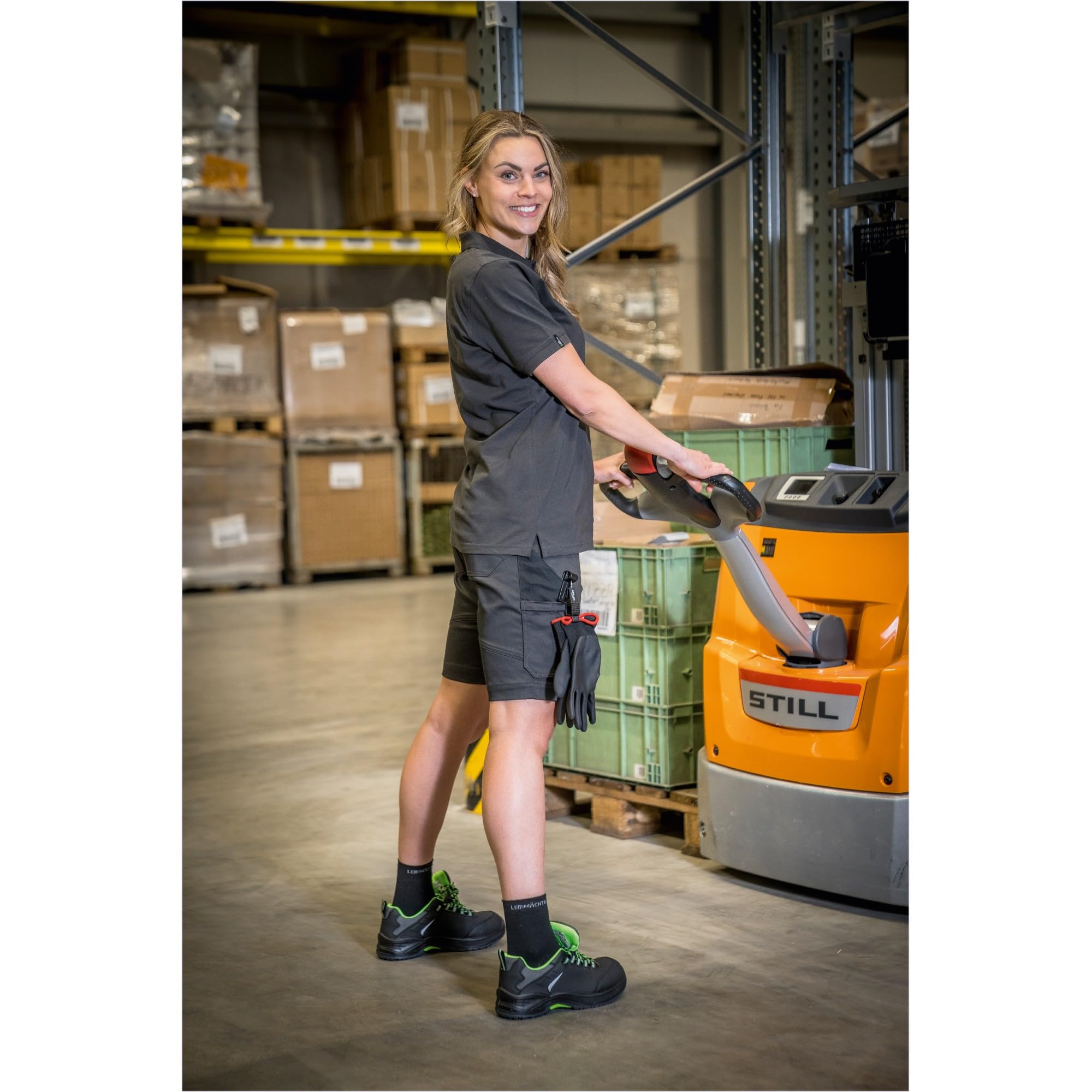 Leibwächter – Arbeitsshorts Damen Flex LINE – Robuste Cargo Hose mit Taschen – Handwerker Shorts – Berufsbekleidung – Multifunktionshose mit Reflektoren