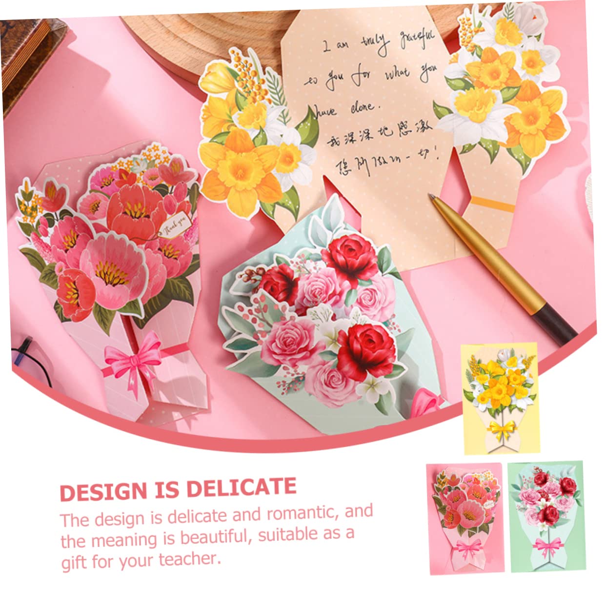 30pezzi Biglietti Di Compleanno Carta Con Bouquet Di Fiori Biglietti Di Auguri Per La Festa Degli Insegnanti e Compleanni Confezione Di Auguri Decorativa