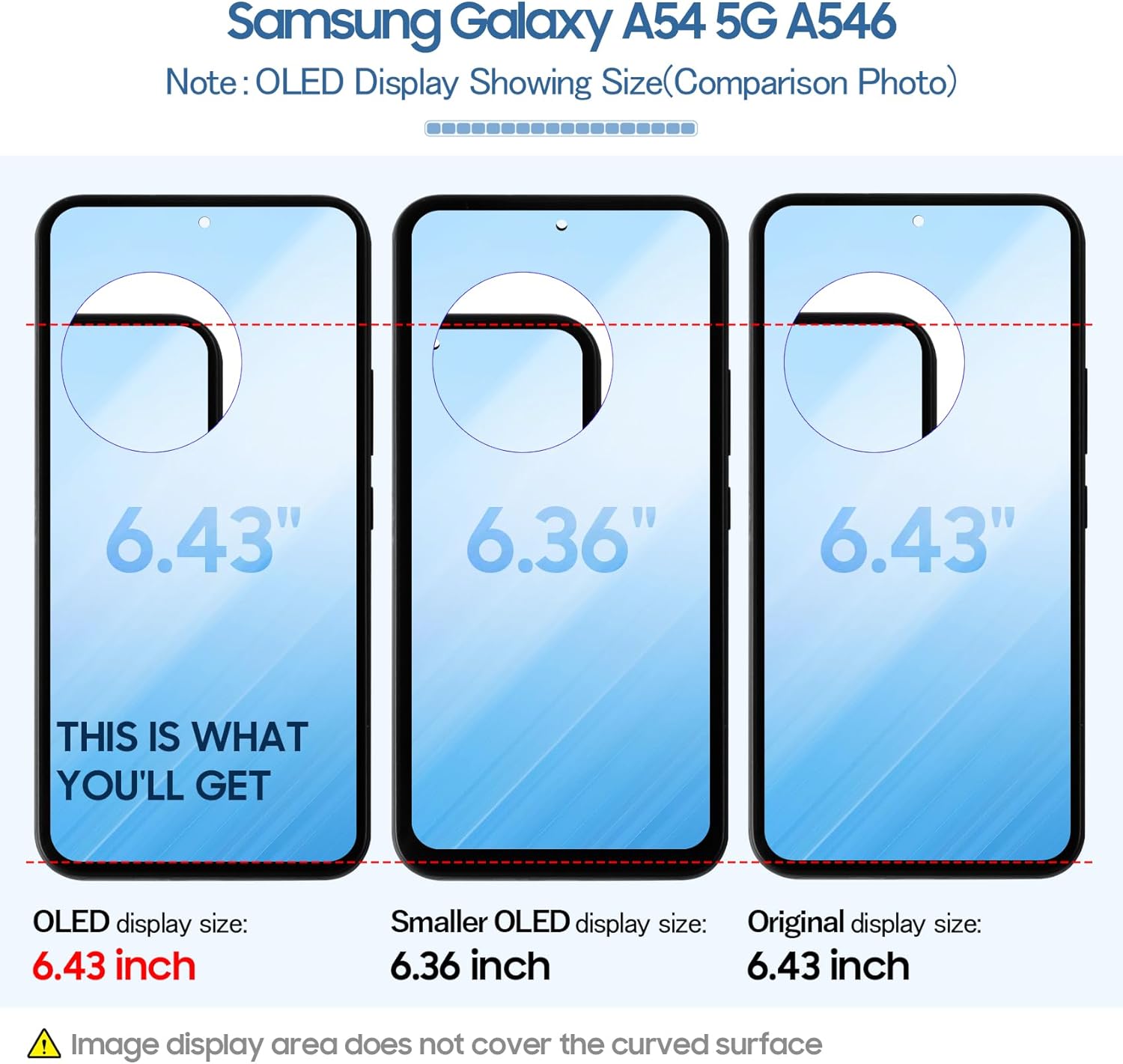 OLED Galaxy A54 5G Screen +Fingerprint Support Replacement with Graphite Frame Touch Screen Digitizer for Samsung Galaxy A54 5G A546V A546U A546B A546E A546M 6.4" 2023