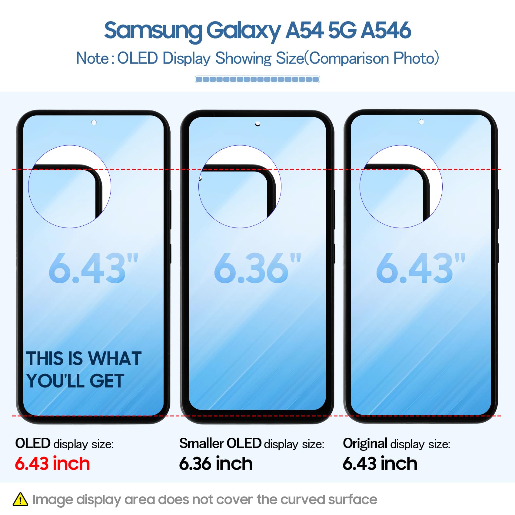 OLED Galaxy A54 5G Bildschirm mit Graphitrahmen Ersatz Touchscreen Digitizer für Samsung Galaxy A54 5G A546V A546U A546B A546E A546M 6,4 Zoll 2023