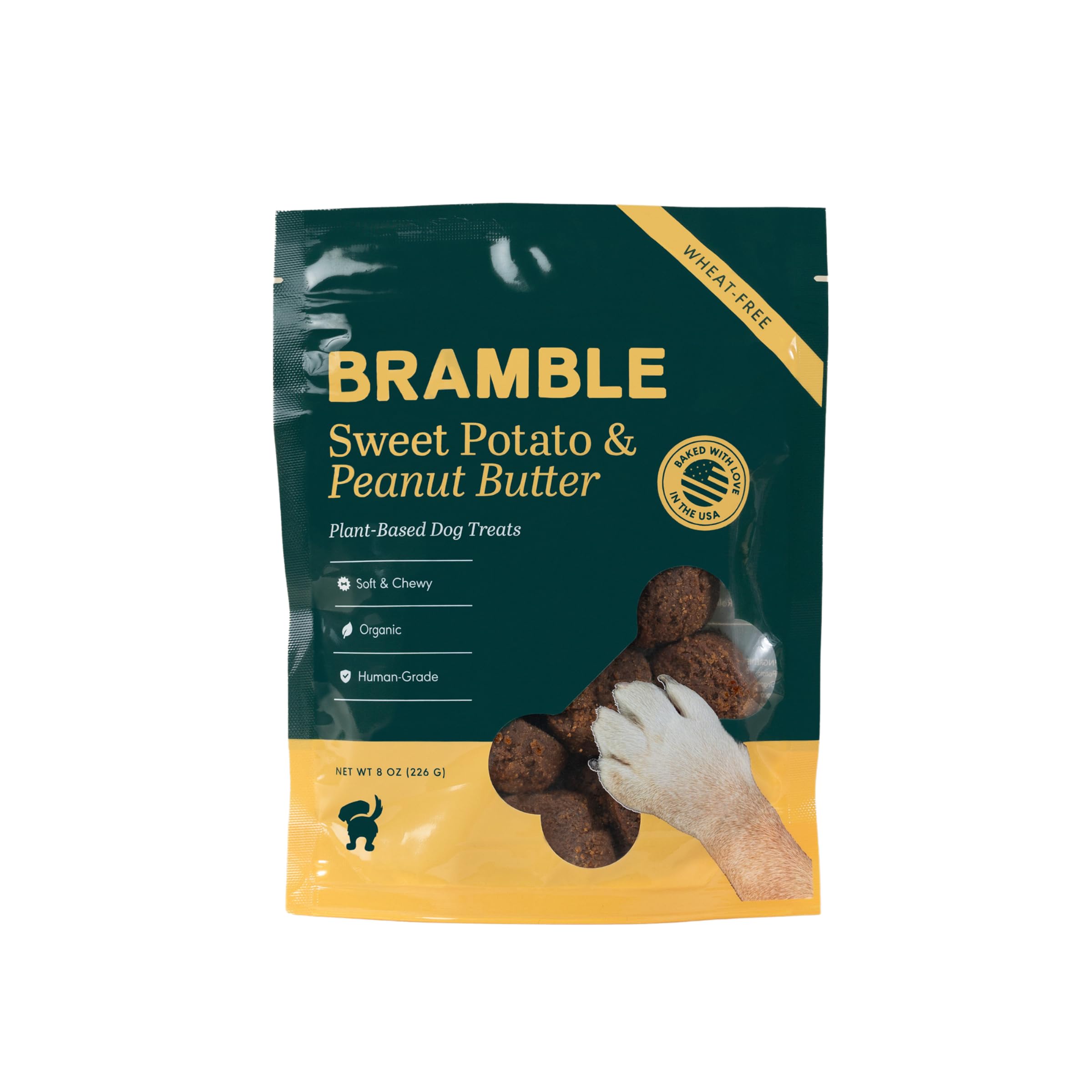 BRAMBLE Organic Dog Treats. Everyday Sweet Potato & Peanut Butter Human Grade Treats, Made with Real Ingredients, Soft & Chewy Dog Cookies. Wheat-Free