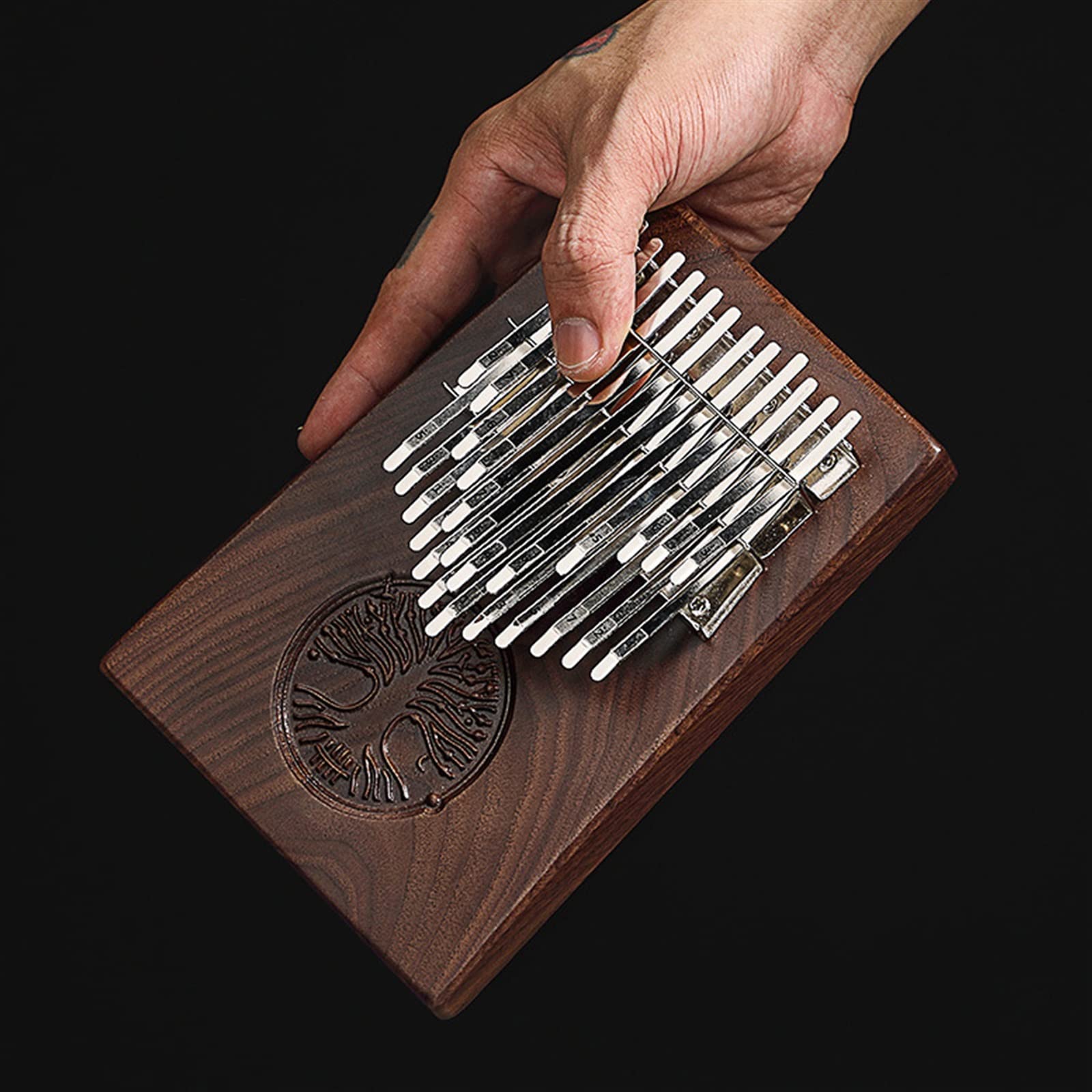 Kalimba Professionale In Noce Nera – 34 O 38 Tasti, Scala Completa, Per Meditazione E Relax, Con Martello E Custodia In Legno Massello