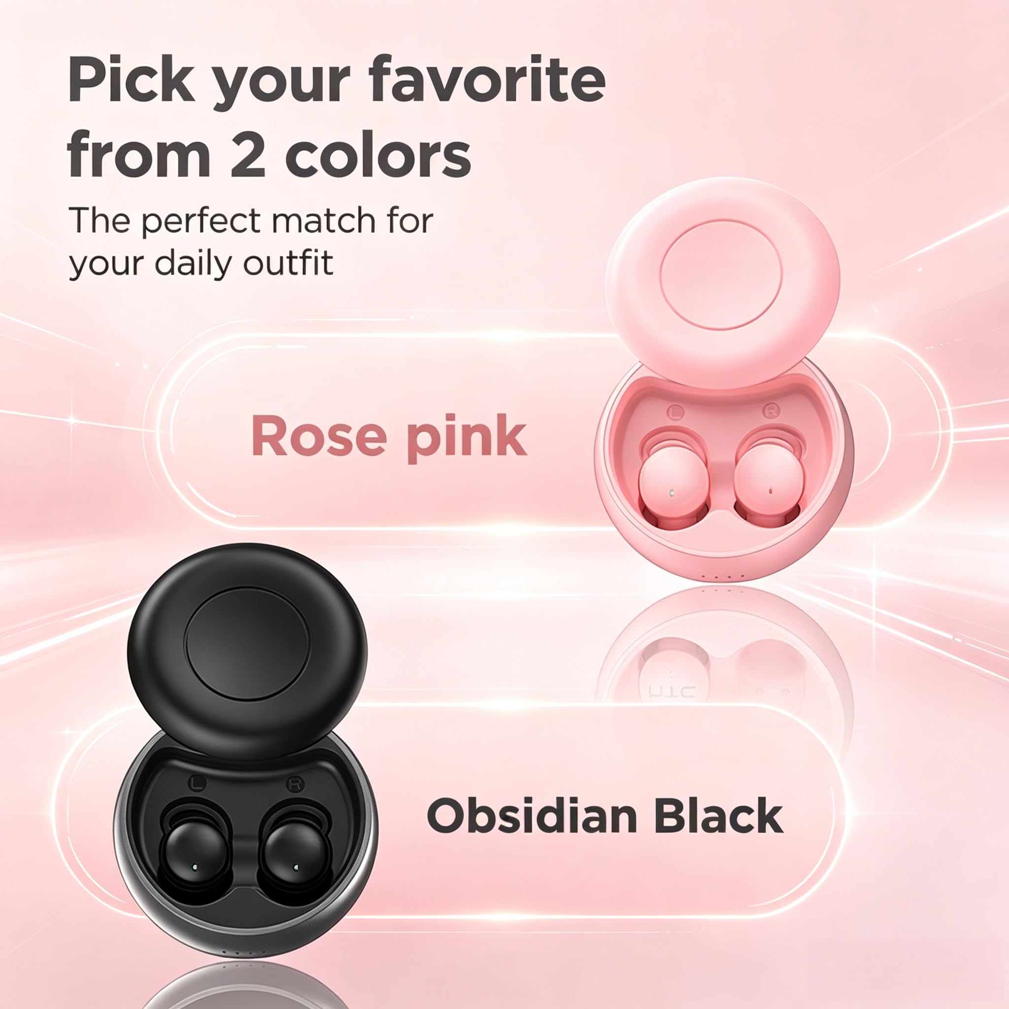 NE91 - Auriculares in-ear para dormir, mini auriculares Bluetooth inalámbricos para dormir de lado, auriculares ultraligeros de 2,4 g, cancelación de ruido de llamada adaptativa (negro)