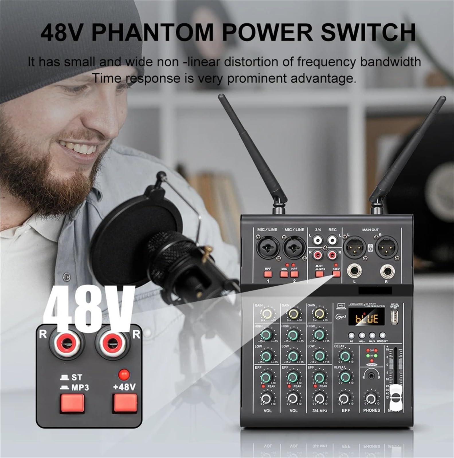 Controller DJ, Mixer a 4 canali, mixaggio DJ for, feste, studio di registrazione su computer(6-way)