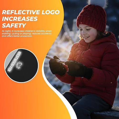 Miniatura 6 de WESTWOOD FOX Kids Winter Thermal Cycling Gloves Boys Girls Flexible Grip Touchscreen Cycling Bike Gloves for Children Running Ski Anti-Slip Mitts