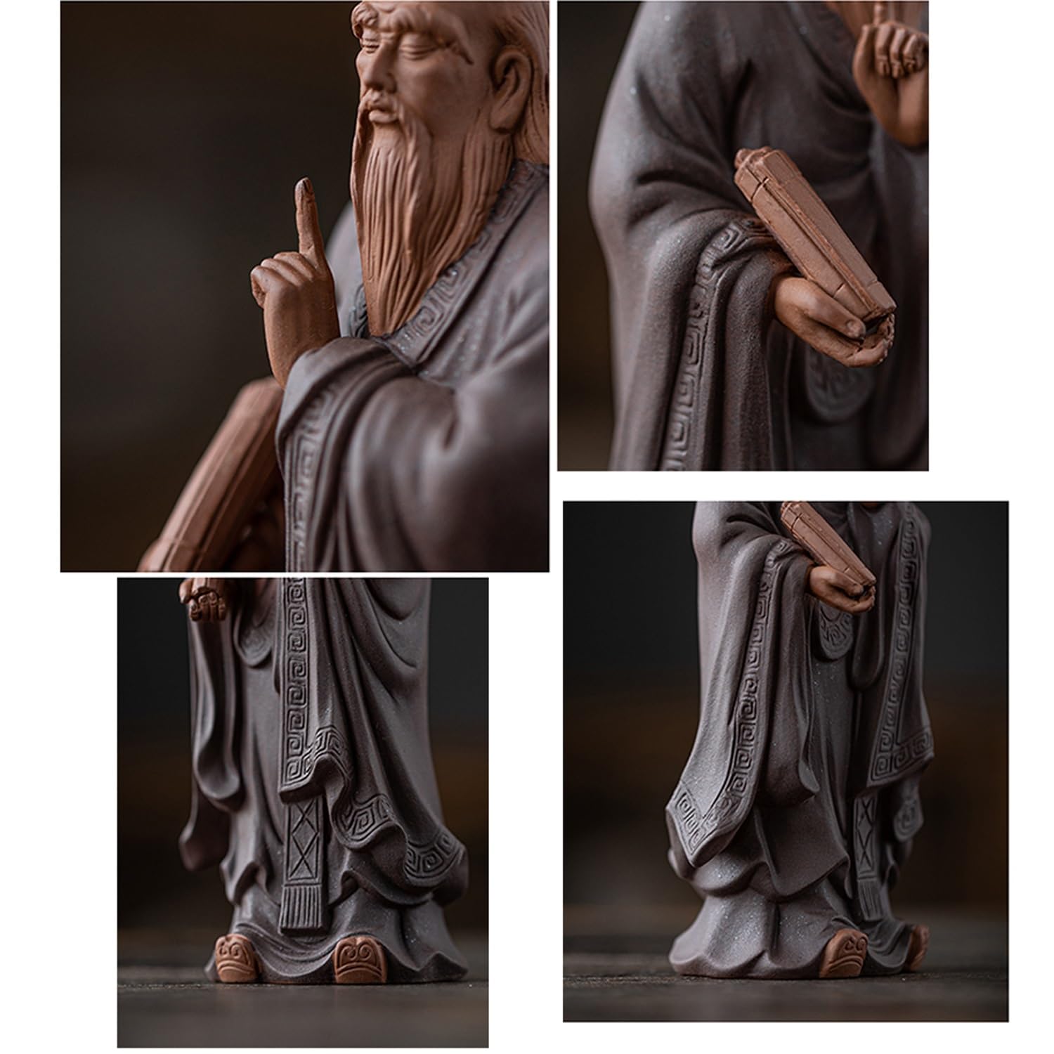 figurki zwierzątek， Taoistyczna figurka Laozi z fioletowej gliny, ozdoba dla zwierząt domowych z herbaty, dekoracja biurka na ceremonię parzenia herbaty, prezenty